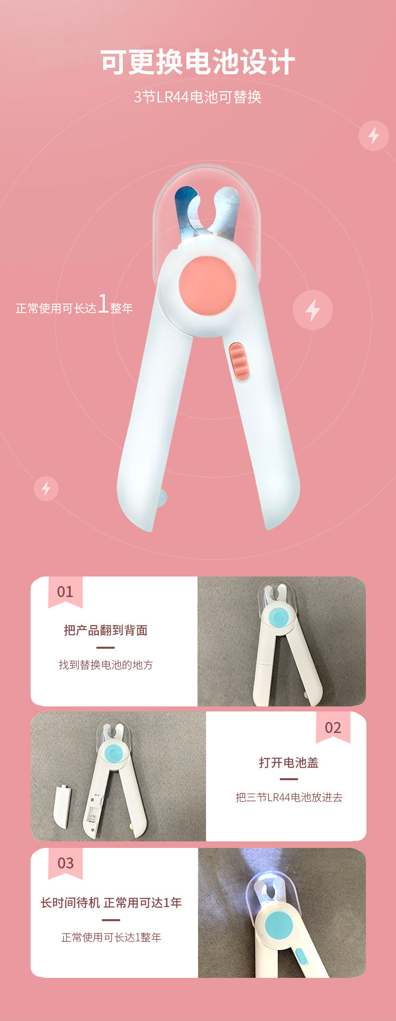 LED Pet Nail Clippers – Anti-Blood Design for Cats & Dogs with Nail Sharpening Feature