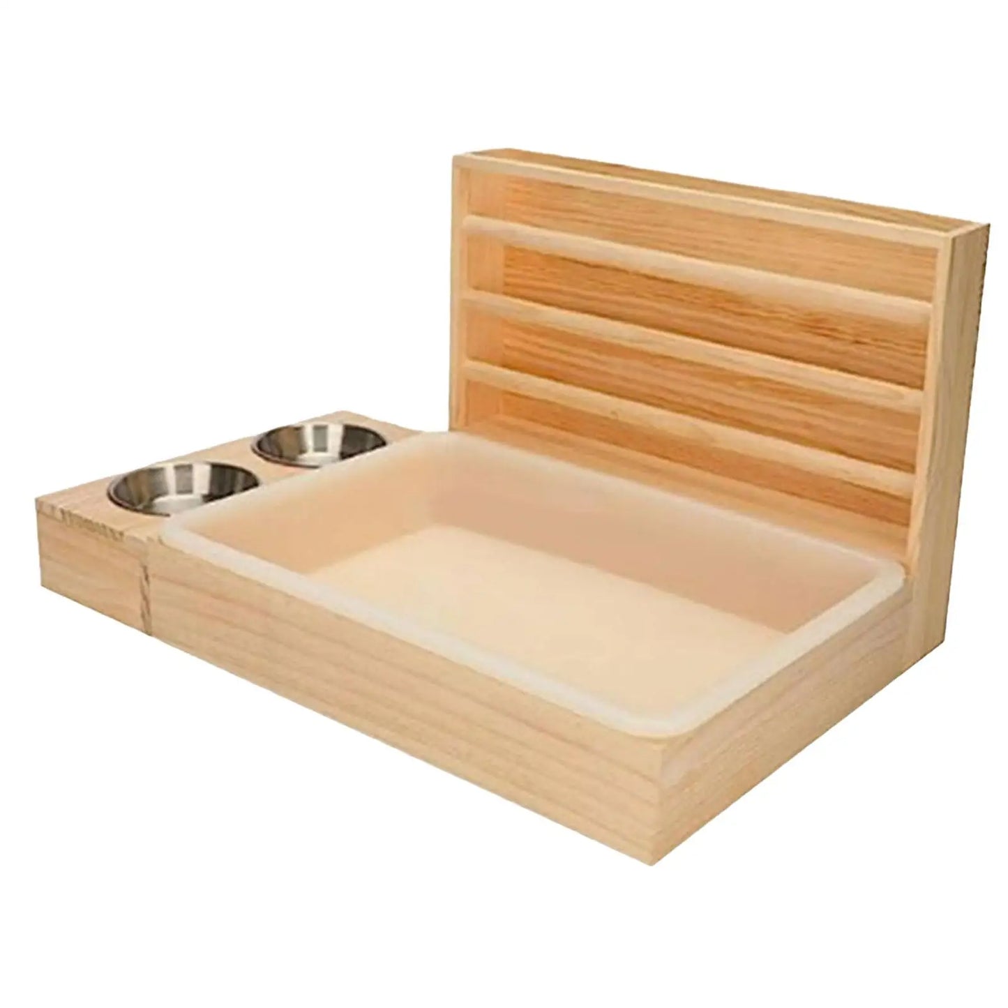 Wooden Hay Feeder with Built-In Litter Box & Bowls – All-in-One Station for Rabbits, Guinea Pigs & Small Pets