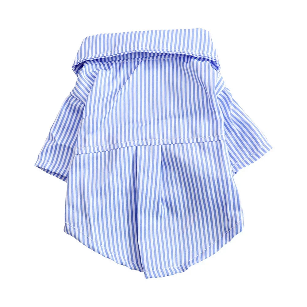 Striped Summer Pet Shirt with Bow Tie | Lightweight Dog & Cat Clothing for Small Breeds