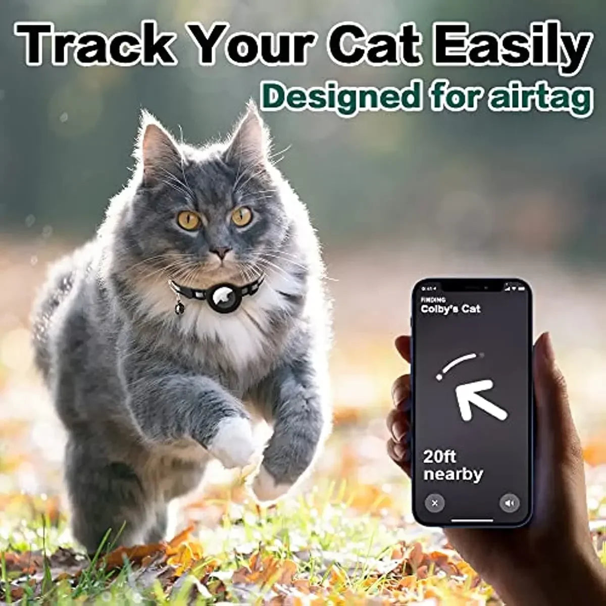 Reflective AirTag Cat Collar with Breakaway Buckle & Bell | Adjustable, Lightweight & Safe for Kittens and Cats