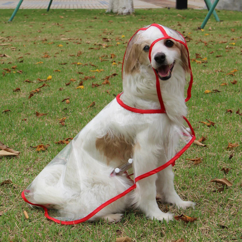 Large Dog Waterproof Raincoat – Transparent EVA Hooded Poncho (Sizes L–8XL)