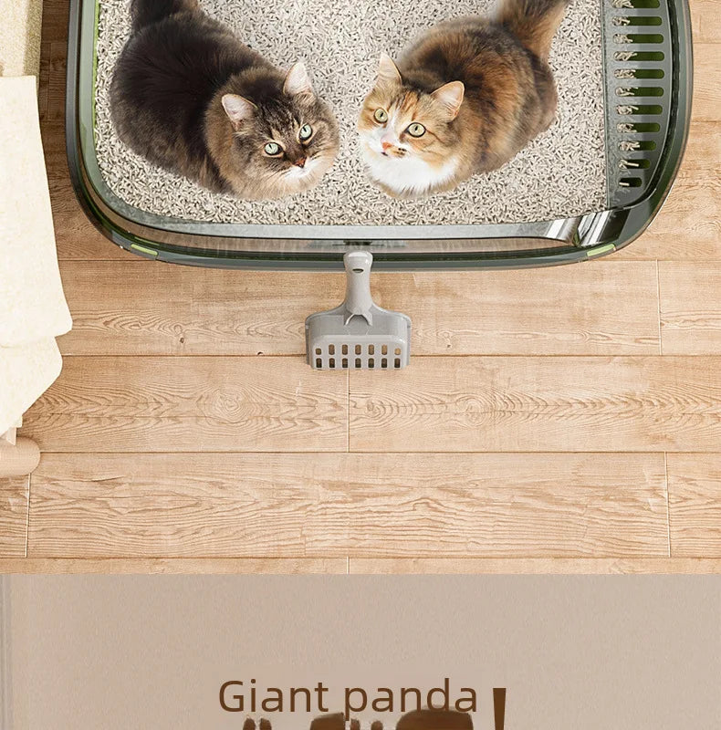 Caja de arena semicerrada de gran tamaño con valla alta, inodoro engrosado con pala, productos para mascotas