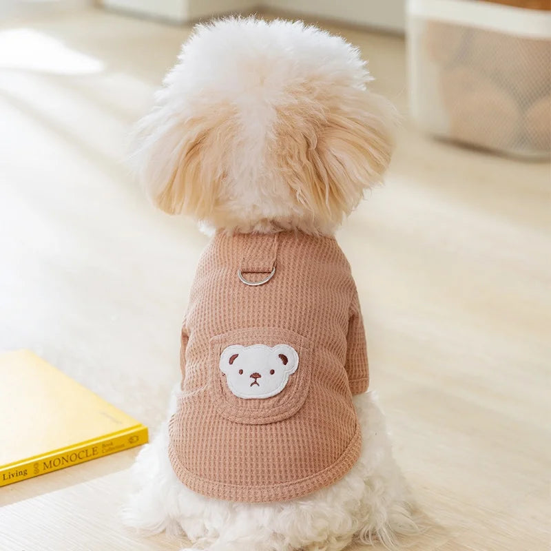 Cute Bear Embroidered Dog Shirt | Lightweight Summer Pet Vest for Small Dogs & Cats