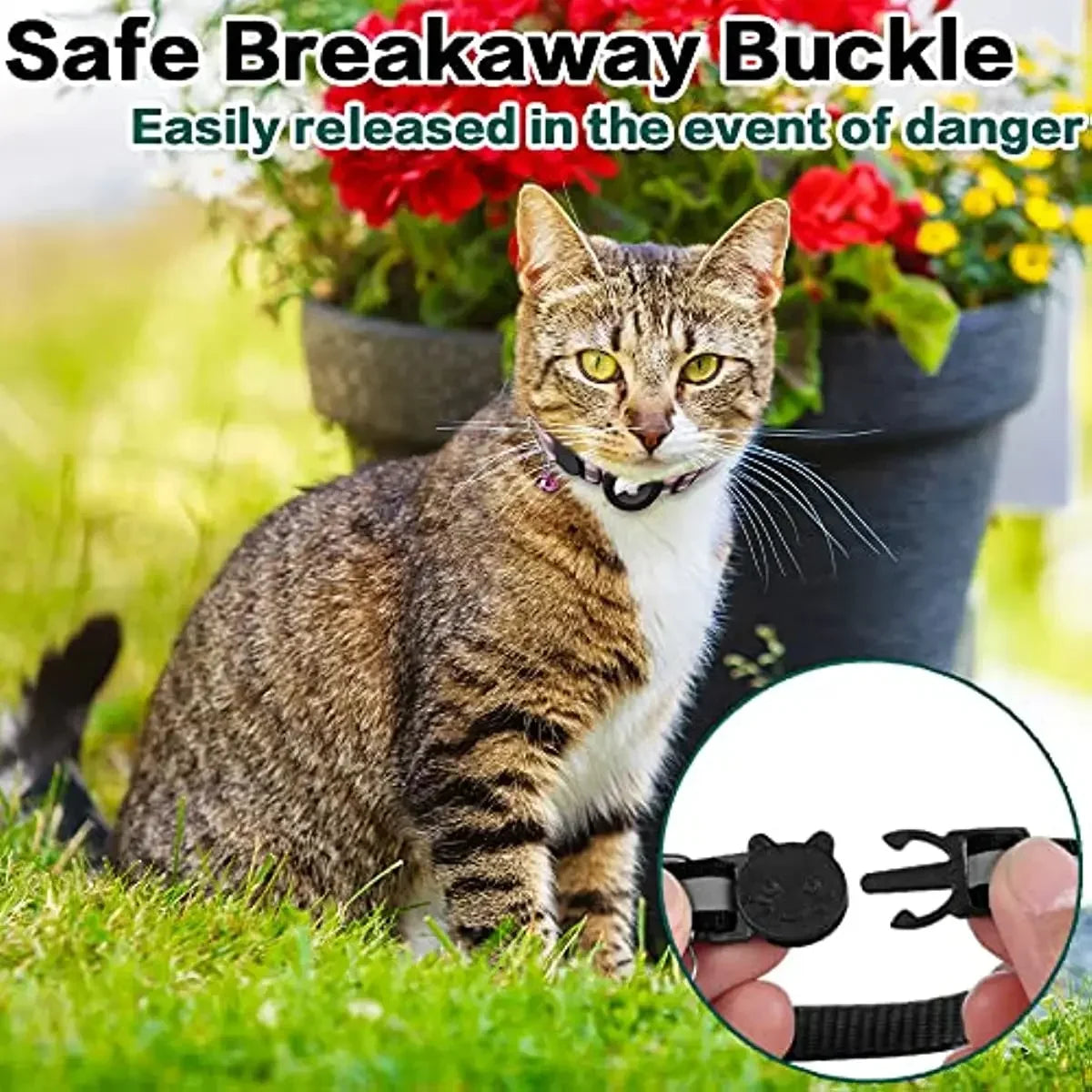 Reflective AirTag Cat Collar with Breakaway Buckle & Bell | Adjustable, Lightweight & Safe for Kittens and Cats