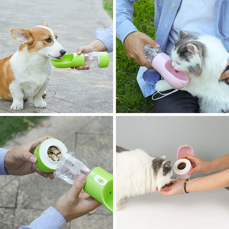 2-in-1 Portable Dog Water & Food Bottle | Travel Bowl for Pets