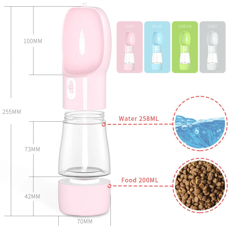 2-in-1 Portable Dog Water & Food Bottle | Travel Bowl for Pets