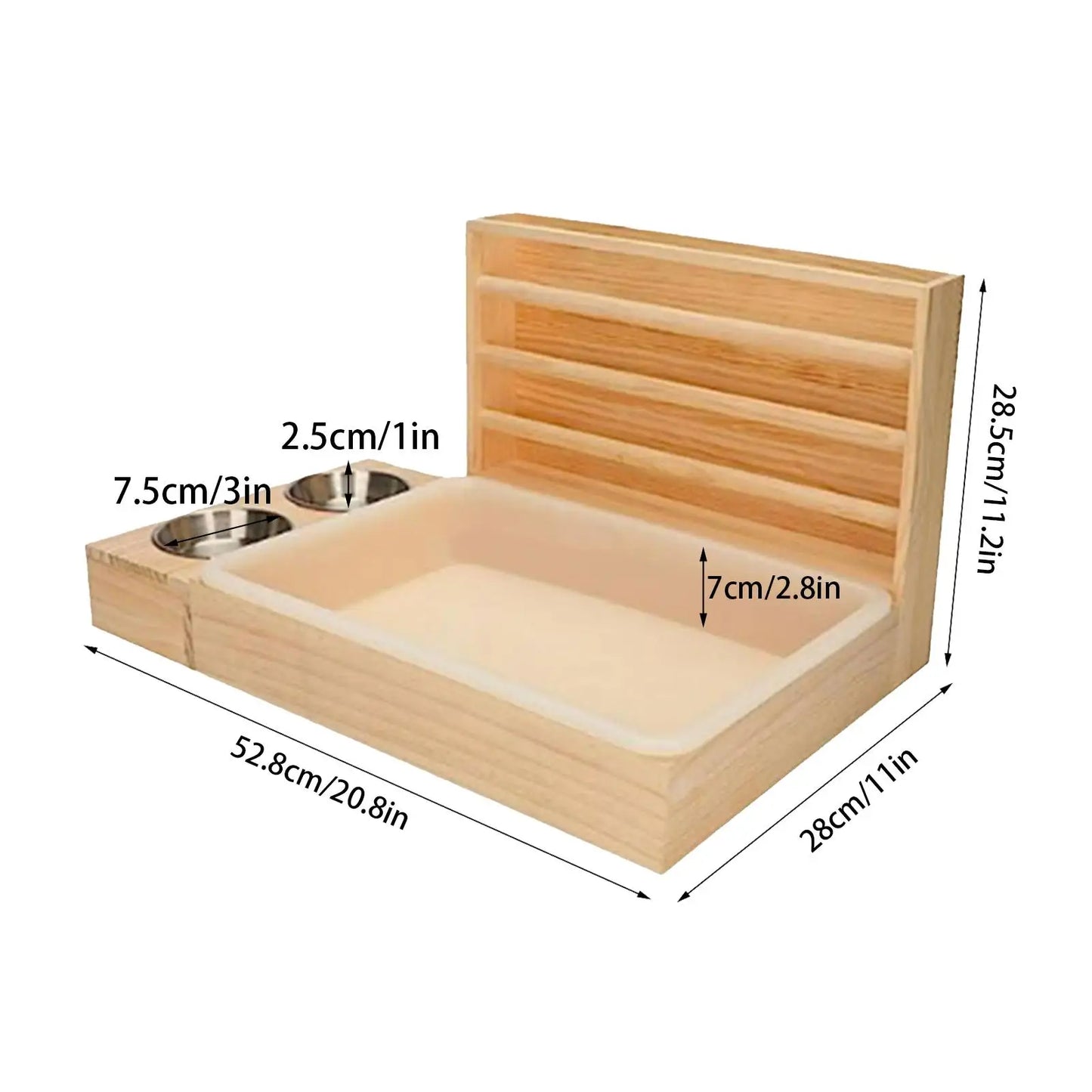 Wooden Hay Feeder with Built-In Litter Box & Bowls – All-in-One Station for Rabbits, Guinea Pigs & Small Pets