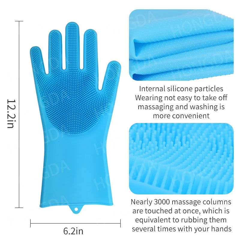 Silicone Pet Bath & Massage Gloves – Grooming and Hair Removal Brush for Cats & Dogs