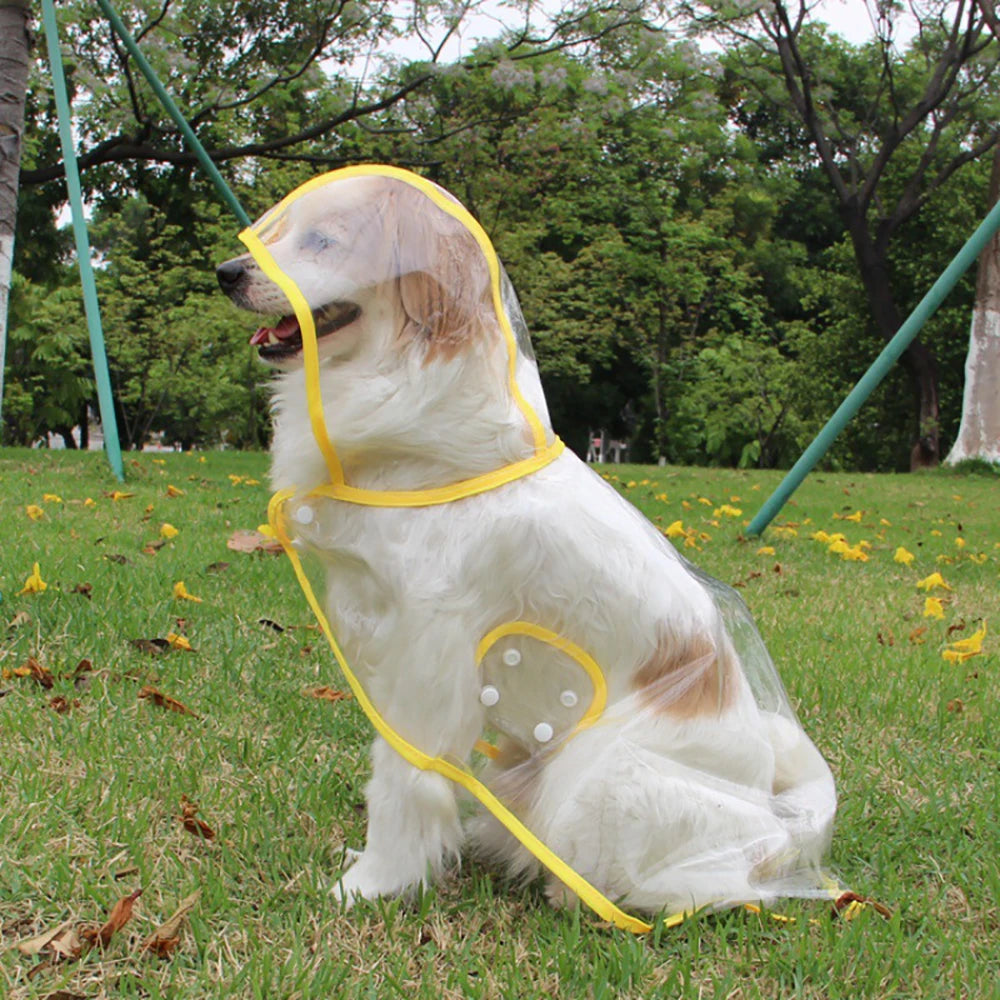 Large Dog Waterproof Raincoat – Transparent EVA Hooded Poncho (Sizes L–8XL)
