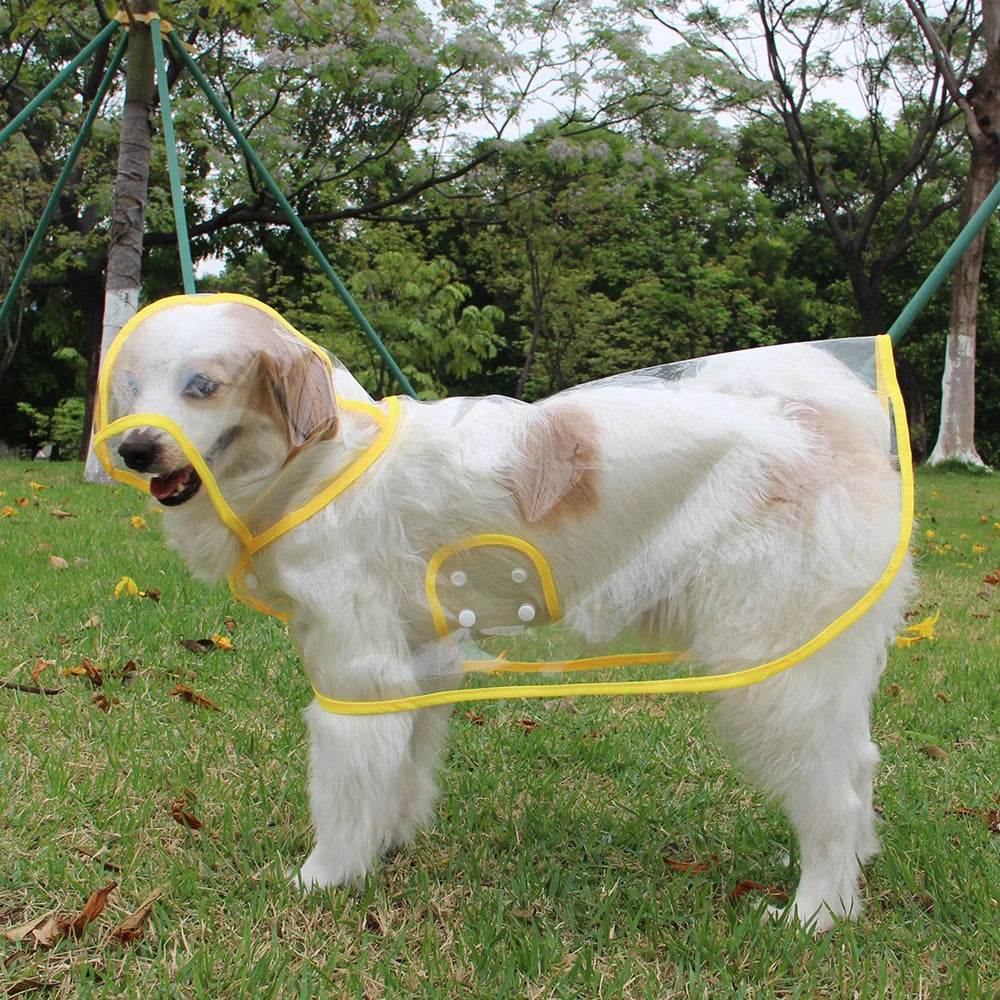 Large Dog Waterproof Raincoat – Transparent EVA Hooded Poncho (Sizes L–8XL)