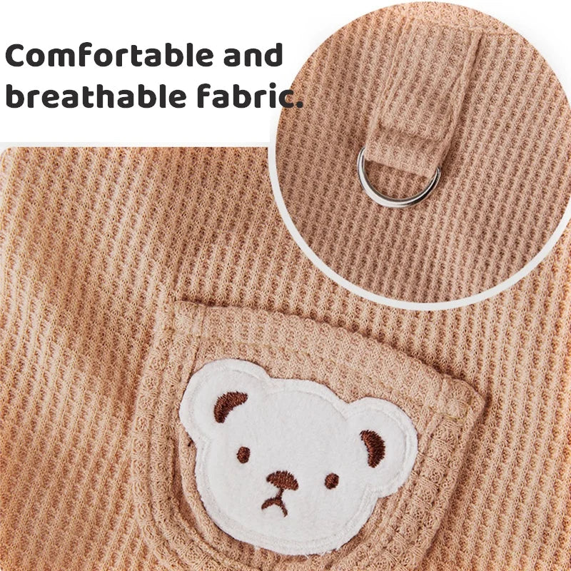 Cute Bear Embroidered Dog Shirt | Lightweight Summer Pet Vest for Small Dogs & Cats