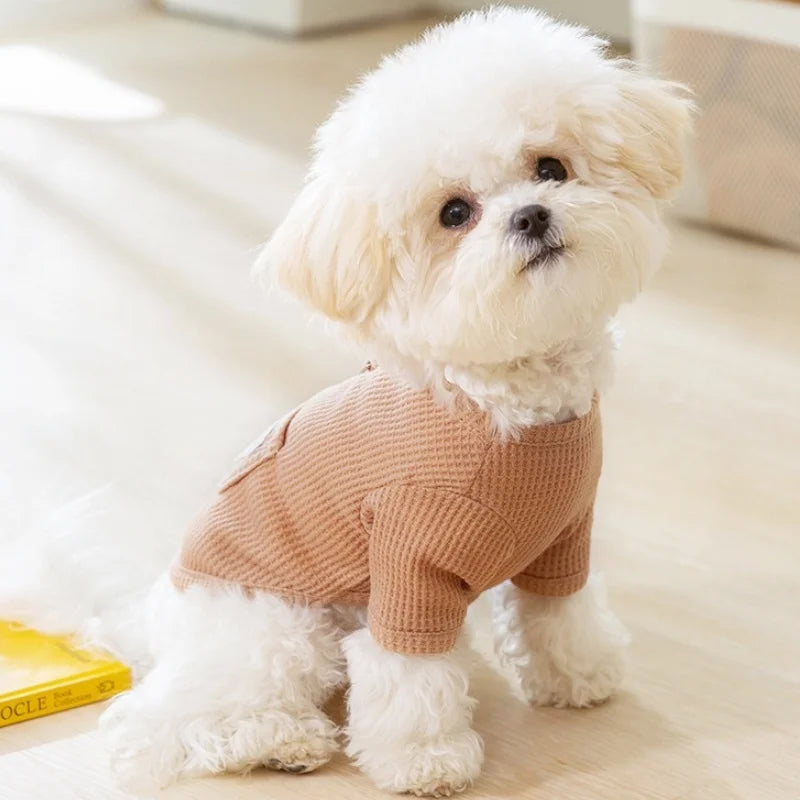 Cute Bear Embroidered Dog Shirt | Lightweight Summer Pet Vest for Small Dogs & Cats