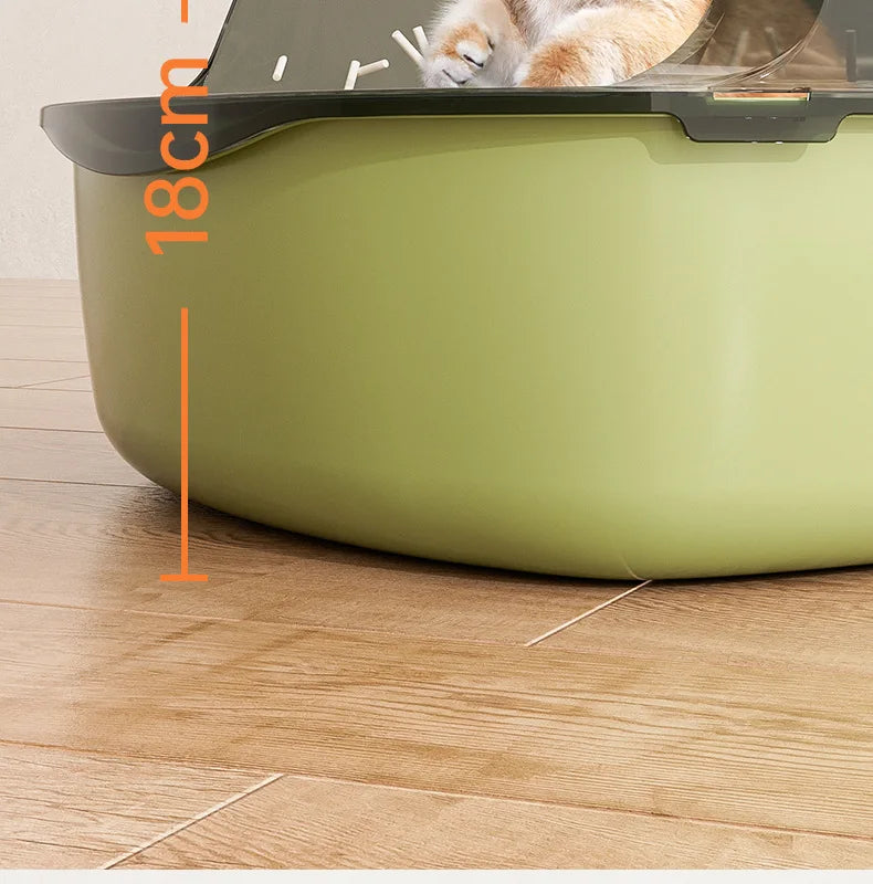 Caja de arena semicerrada de gran tamaño con valla alta, inodoro engrosado con pala, productos para mascotas