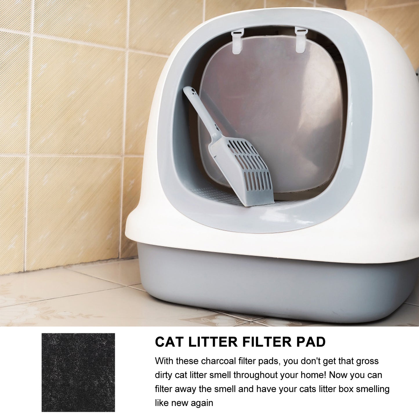 24pcs Activated Carbon Cat Litter Filter Pads – Odor Eliminator for Fresh and Clean Air