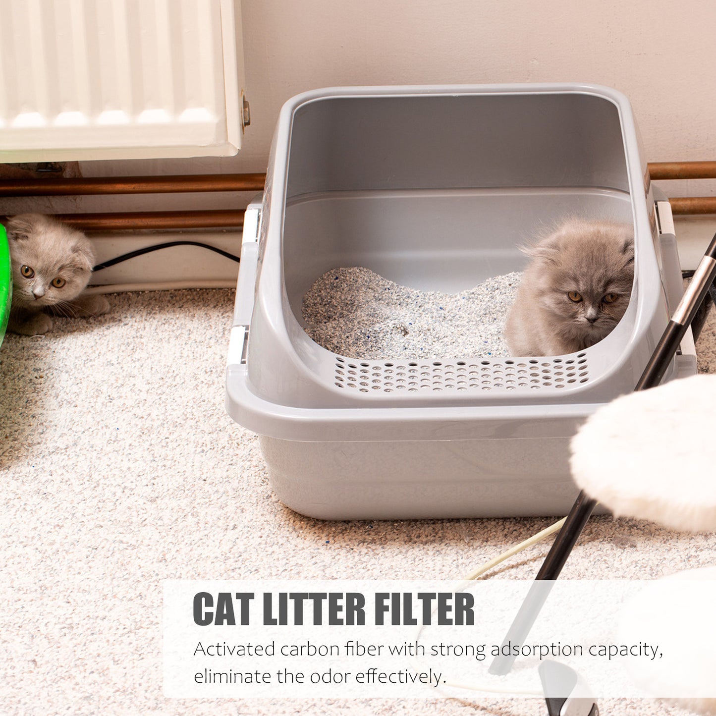 24pcs Activated Carbon Cat Litter Filter Pads – Odor Eliminator for Fresh and Clean Air