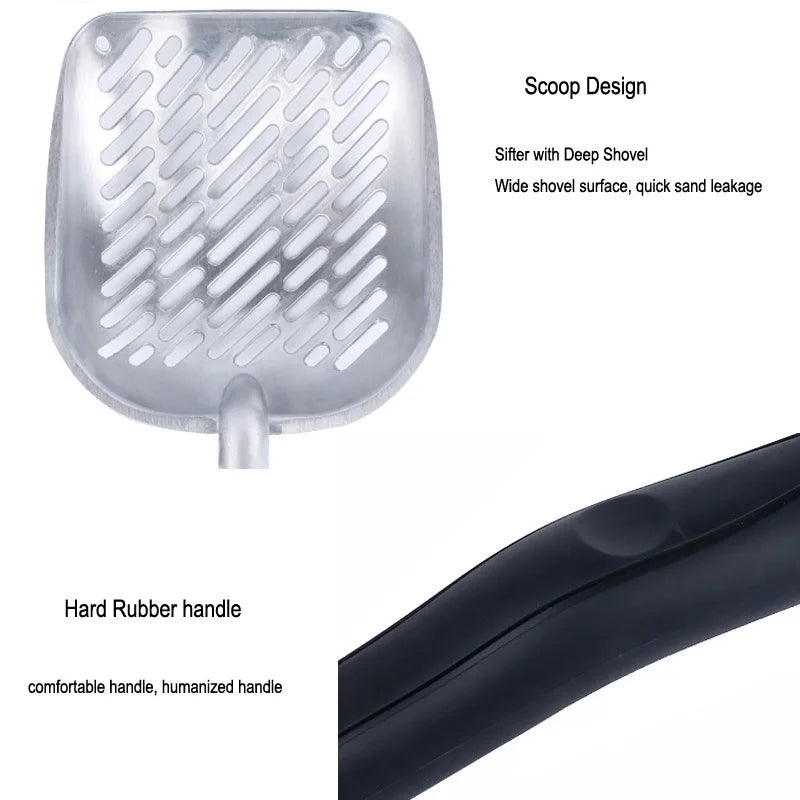 Heavy-Duty Metal Cat Litter Scoop – Deep Aluminum Sifter with Ergonomic Handle