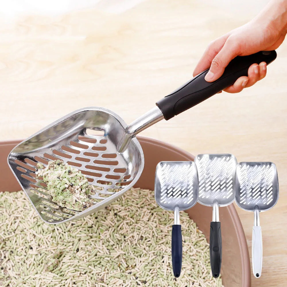 Heavy-Duty Metal Cat Litter Scoop – Deep Aluminum Sifter with Ergonomic Handle