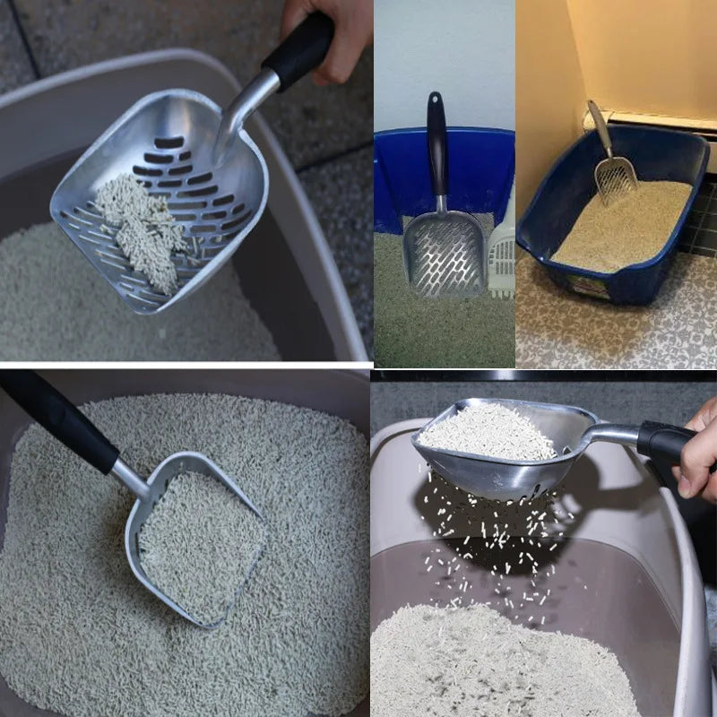 Heavy-Duty Metal Cat Litter Scoop – Deep Aluminum Sifter with Ergonomic Handle