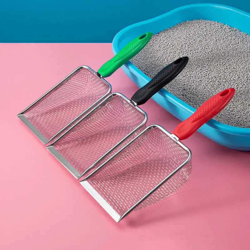 Metal Cat Litter Scoop – Non-Slip Handle Poop Sifter for Cats, Small Pets, and Habitat Cleaning