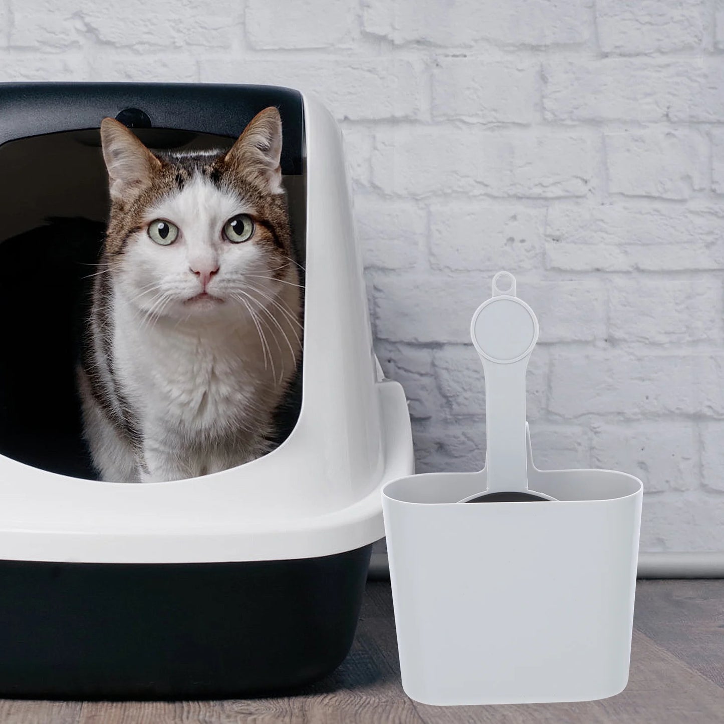 2 件装猫砂铲套装 - 筛子带深黑色托盘，方便清洁