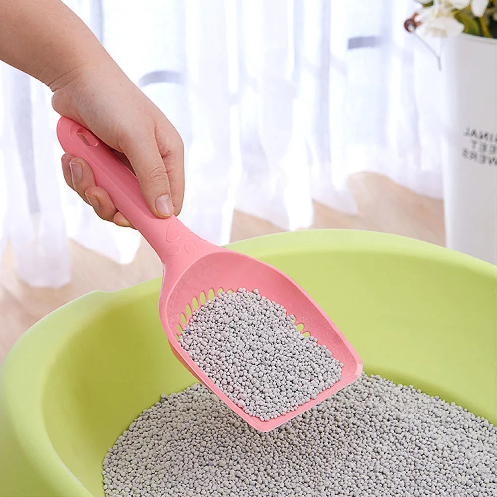 Plastic Cat Litter Scoop – Durable Hollow Sifter with Easy Storage for Pet Care (Pink, Green, Blue)