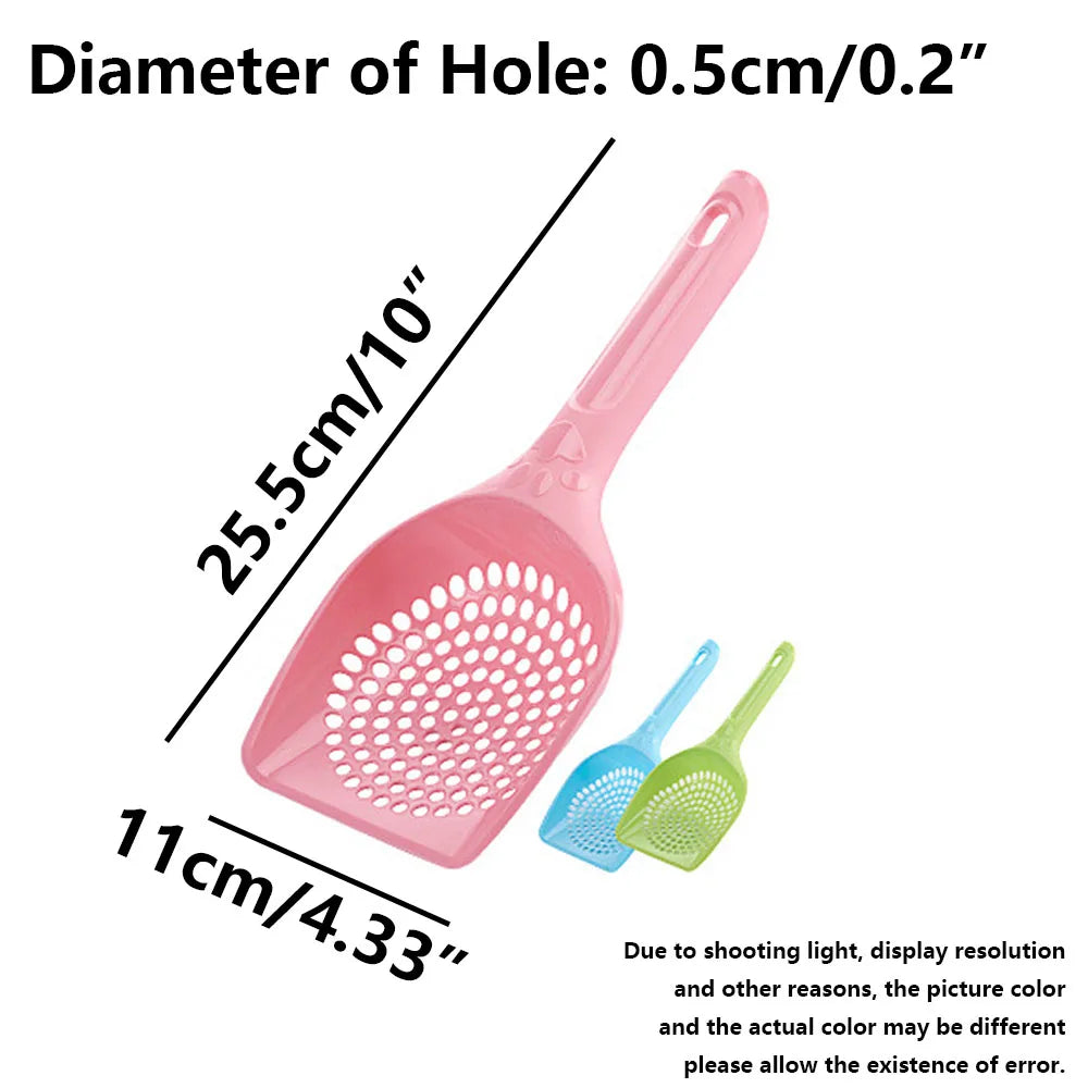 Plastic Cat Litter Scoop – Durable Hollow Sifter with Easy Storage for Pet Care (Pink, Green, Blue)