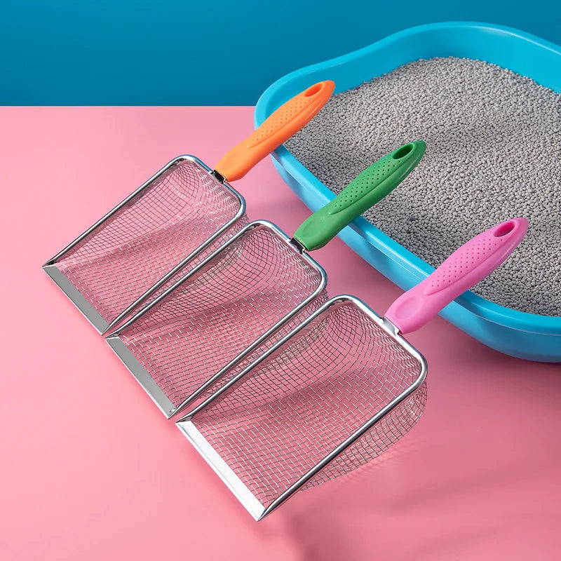 Metal Cat Litter Scoop – Non-Slip Handle Poop Sifter for Cats, Small Pets, and Habitat Cleaning