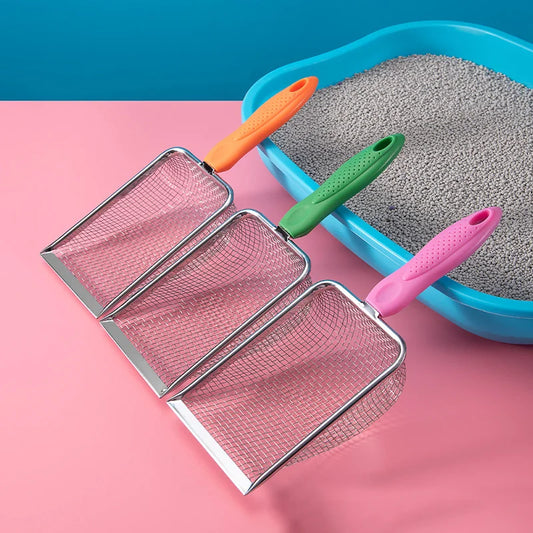 Metal Cat Litter Scoop – Non-Slip Handle Poop Sifter for Cats, Small Pets, and Habitat Cleaning