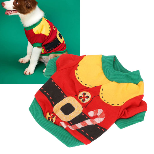 Soft & Stylish Santa's Helper Christmas Pet Shirt for Dogs & Cats – Cozy Winter Pet Clothes with Candy Print