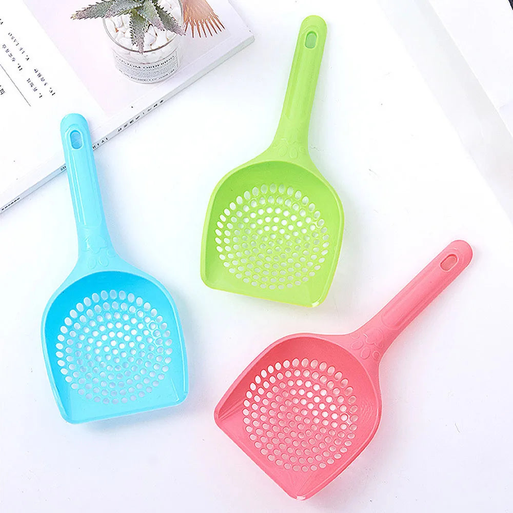 Plastic Cat Litter Scoop – Durable Hollow Sifter with Easy Storage for Pet Care (Pink, Green, Blue)