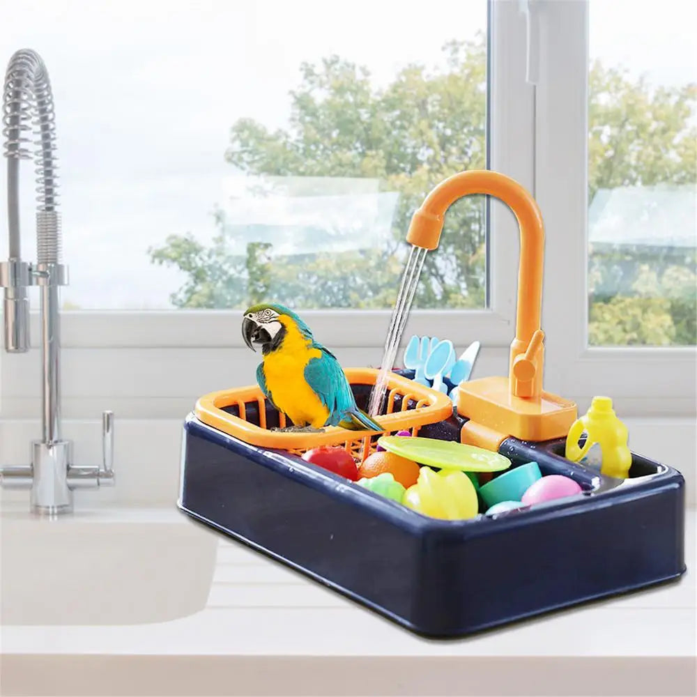 Automatic Bird Bath Tub with Faucet – Parrot & Canary Shower for Small Pets