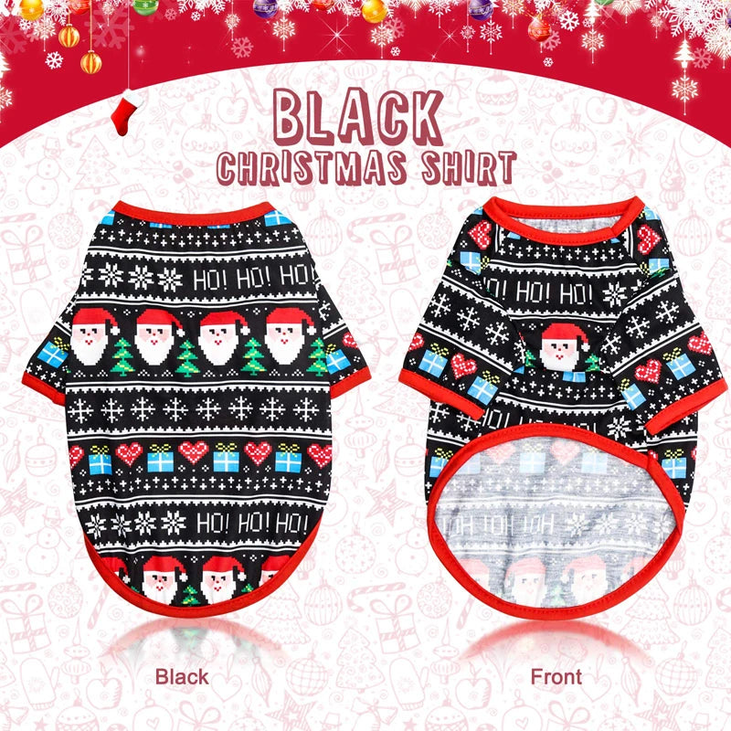 Benepaw Christmas Pet Shirt – Soft & Breathable Santa Claus Snowman Print for Small & Medium Pets