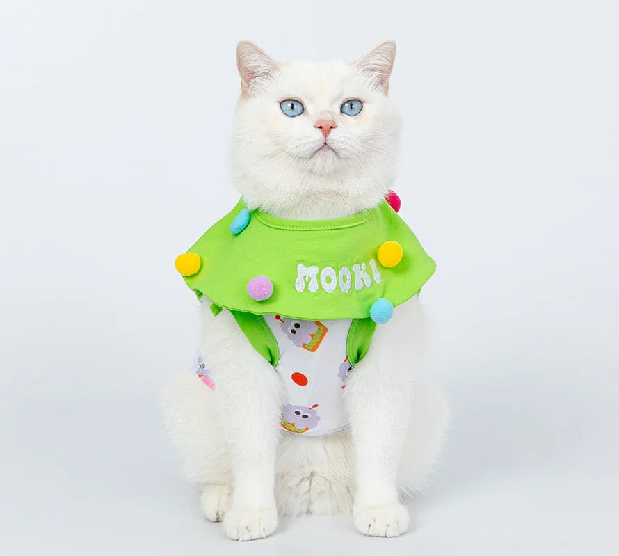 Adorable Cupcake Pet Costume – Lightweight Pet Cape with Colorful Pom-Poms for Small Dogs & Cats