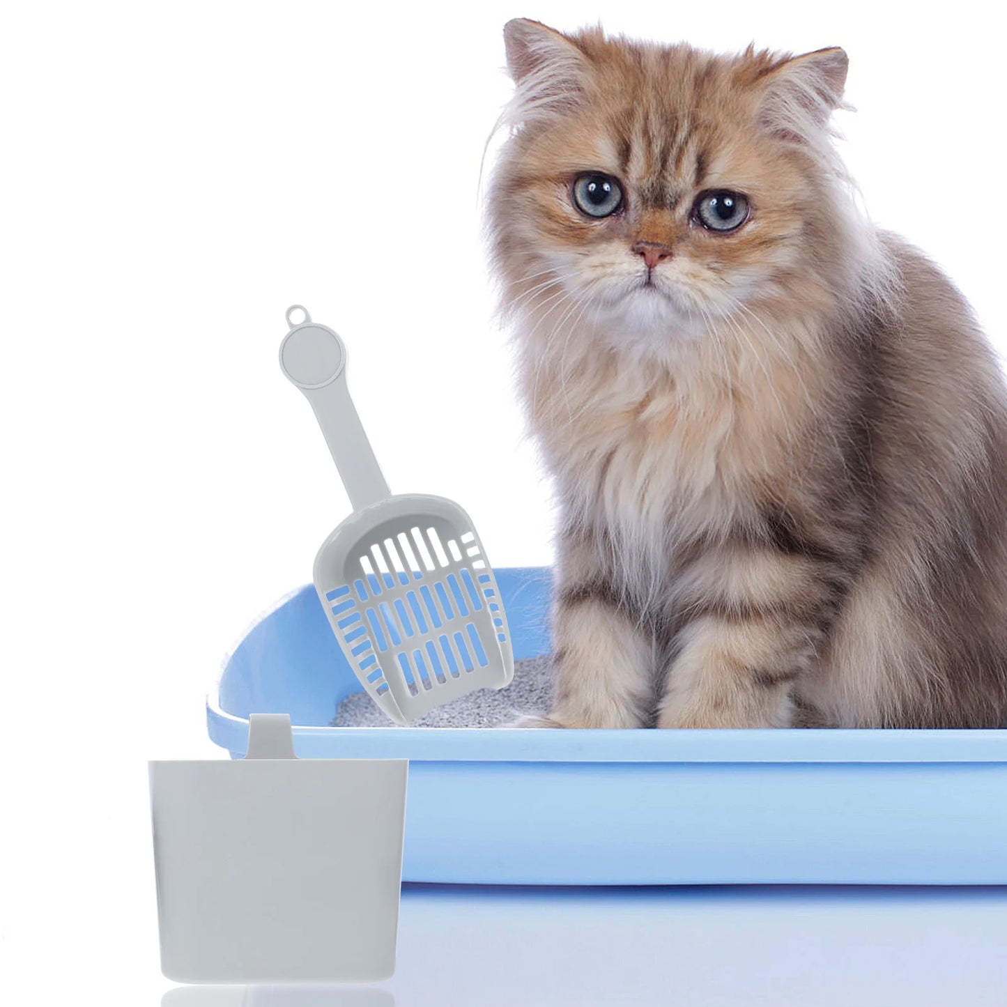 2 件装猫砂铲套装 - 筛子带深黑色托盘，方便清洁