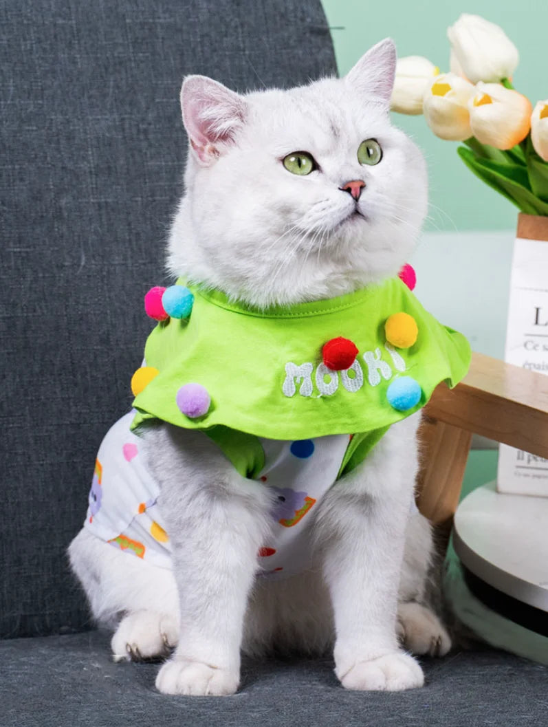Adorable Cupcake Pet Costume – Lightweight Pet Cape with Colorful Pom-Poms for Small Dogs & Cats