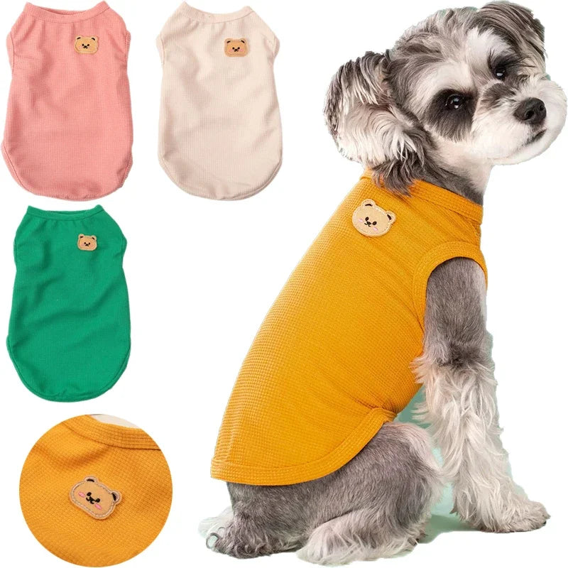 Waffle Grid Dog T-Shirt – Lightweight Spring/Summer Vest for Small & Medium Dogs and Cats