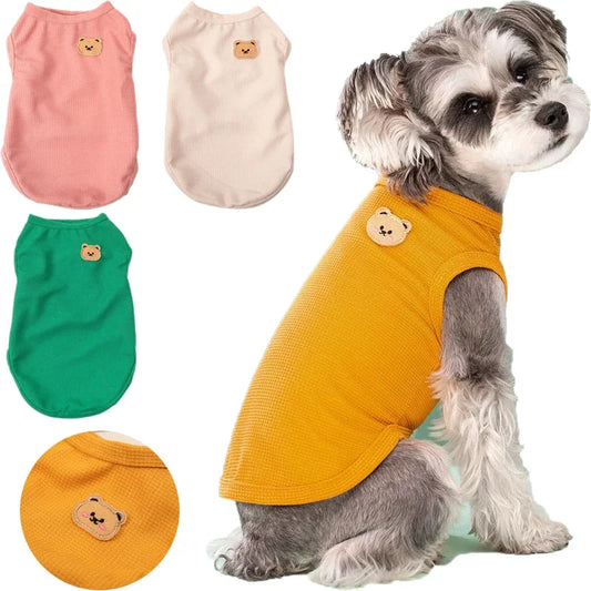 Waffle Grid Dog T-Shirt – Lightweight Spring/Summer Vest for Small & Medium Dogs and Cats