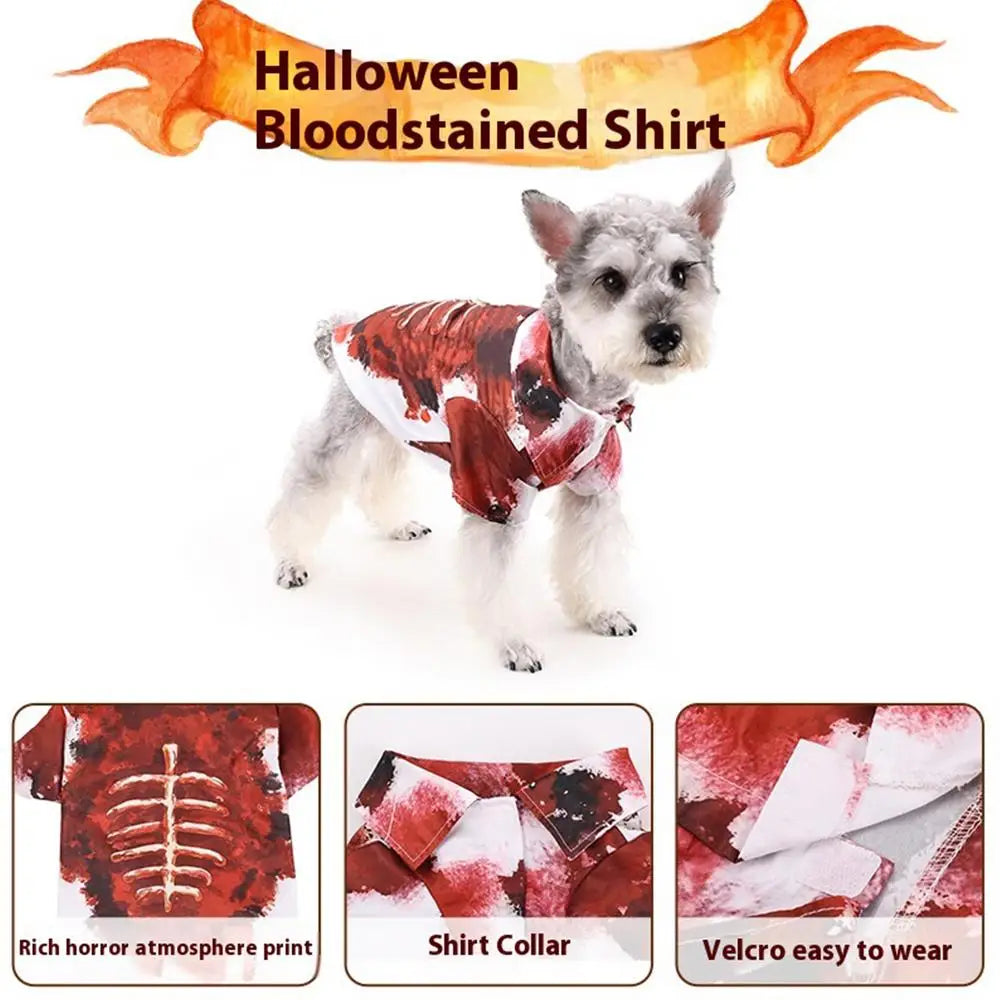 Bloody Skeleton Halloween Costume for Cats & Dogs – Spooky Pet Outfit in 4 Sizes (S/M/L/XL)