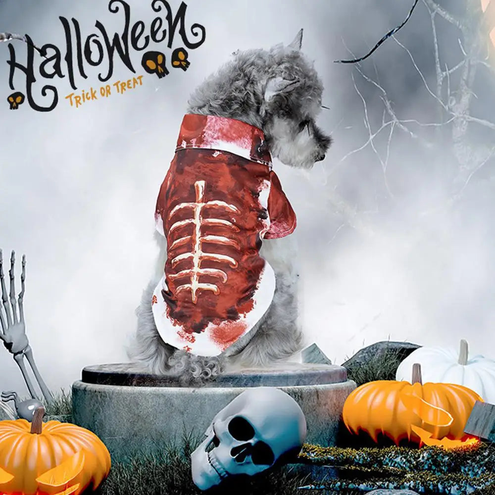 Bloody Skeleton Halloween Costume for Cats & Dogs – Spooky Pet Outfit in 4 Sizes (S/M/L/XL)