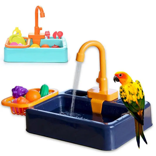 Automatic Bird Bath Tub with Faucet – Parrot & Canary Shower for Small Pets