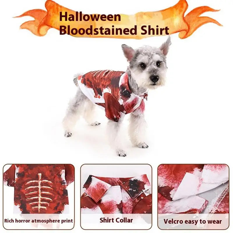 Bloody Skeleton Halloween Costume for Cats & Dogs – Spooky Pet Outfit in 4 Sizes (S/M/L/XL)