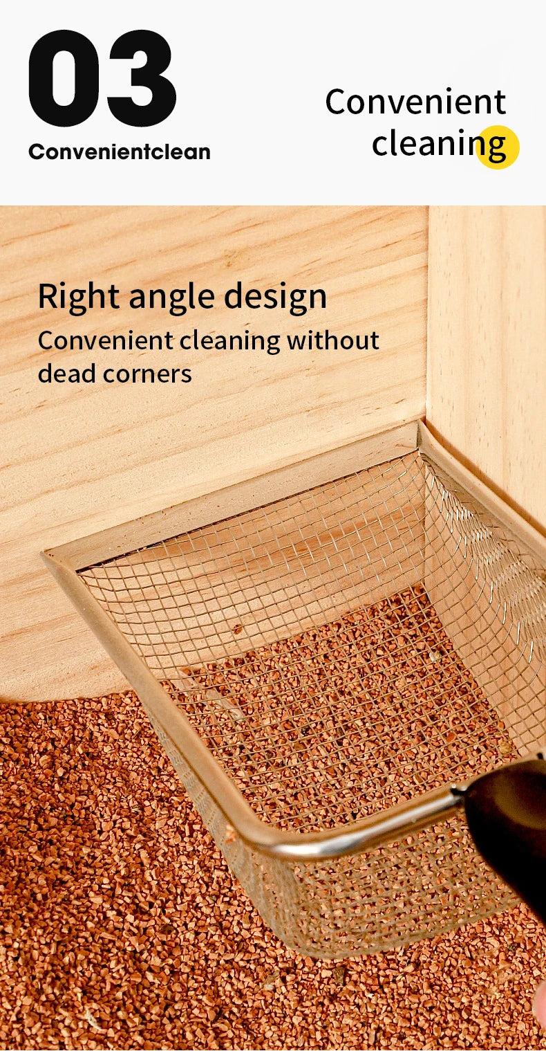 Stainless Steel Cat Litter Scoop – Fine Mesh Sifter for Reptile Sand & Pet Bedding Cleanup