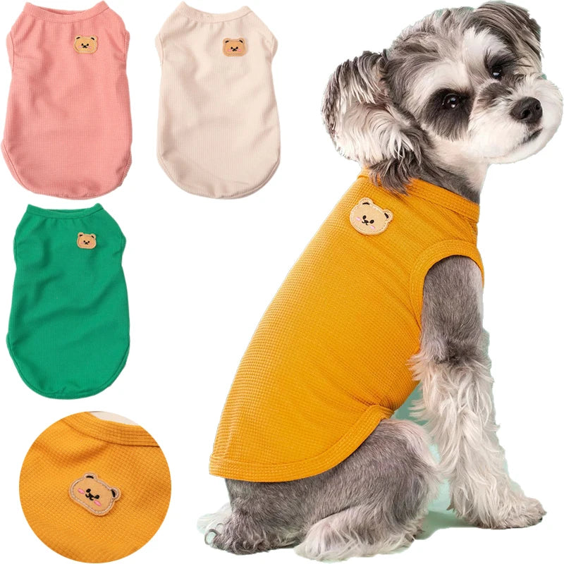 Waffle Grid Dog T-Shirt – Lightweight Spring/Summer Vest for Small & Medium Dogs and Cats