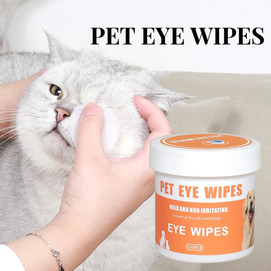 130PCS Pet Eye Wipes – Gentle Tear Stain Cleaning for Cats & Dogs, No Irritation Formula