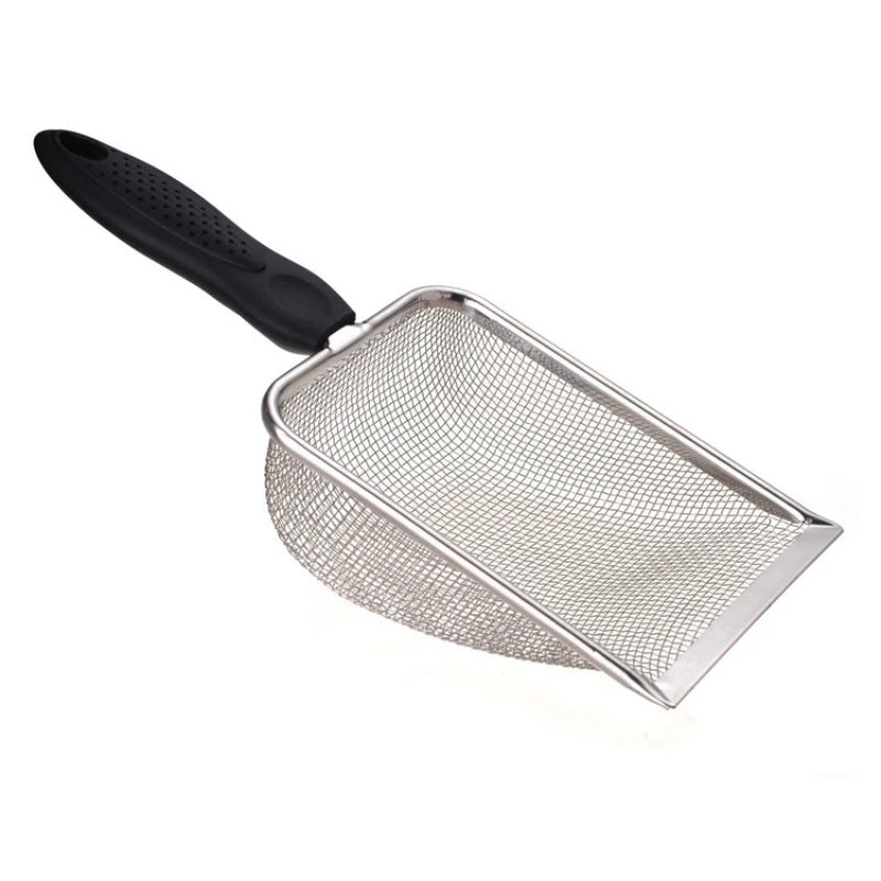 Stainless Steel Cat Litter Scoop – Fine Mesh Sifter for Reptile Sand & Pet Bedding Cleanup