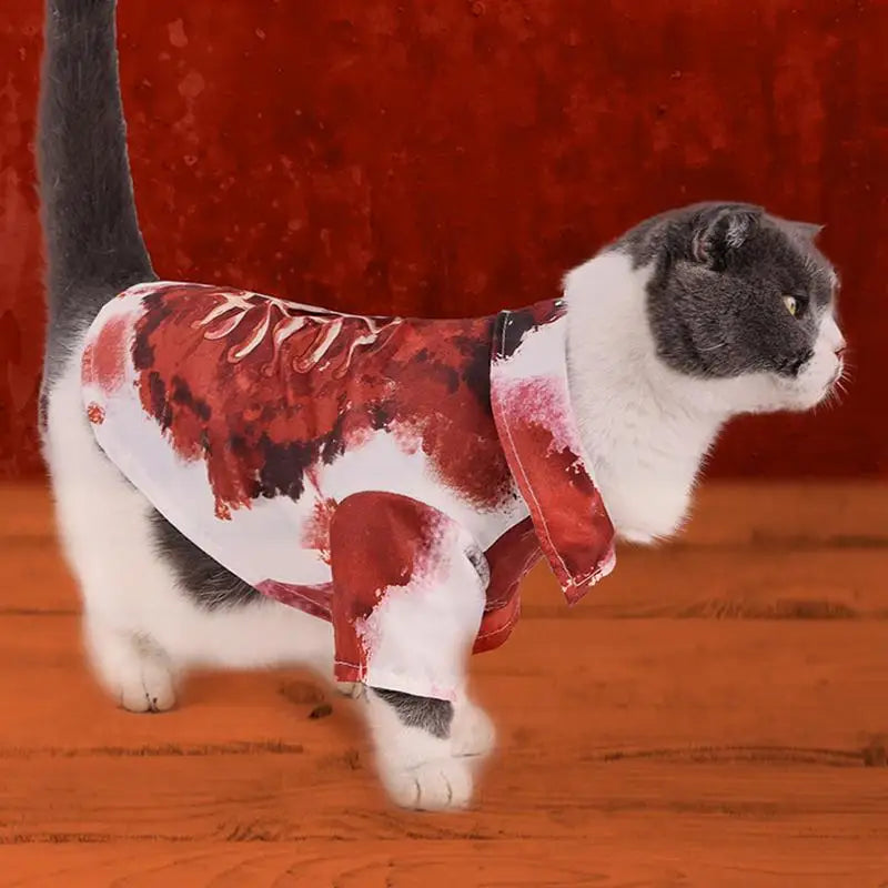 Bloody Skeleton Halloween Costume for Cats & Dogs – Spooky Pet Outfit in 4 Sizes (S/M/L/XL)