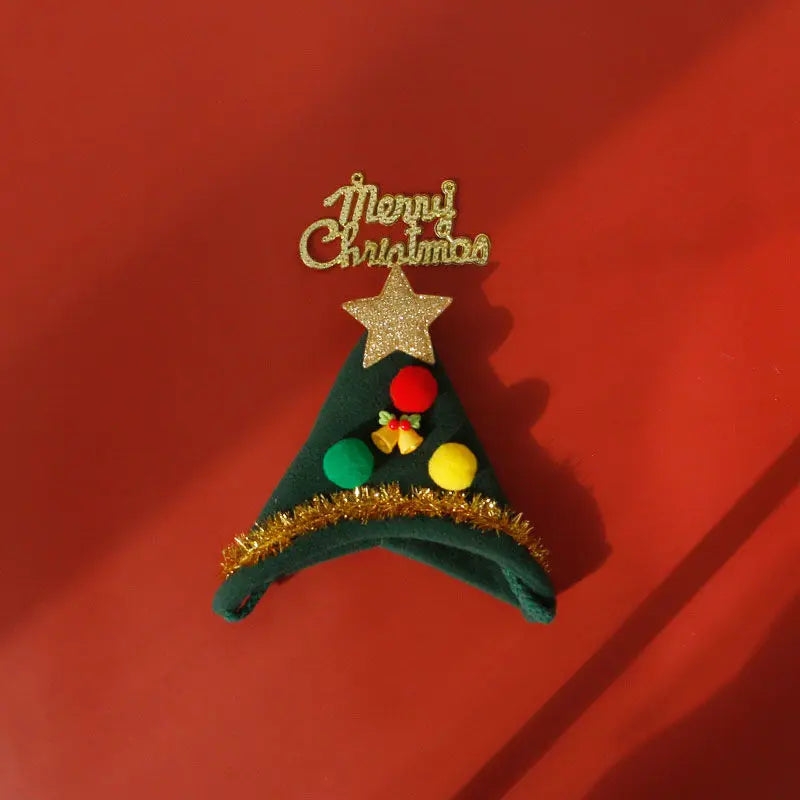 Christmas Tree Hat & Festive Bib for Small Dogs & Cats – Cute Holiday Pet Accessories (XS-L)