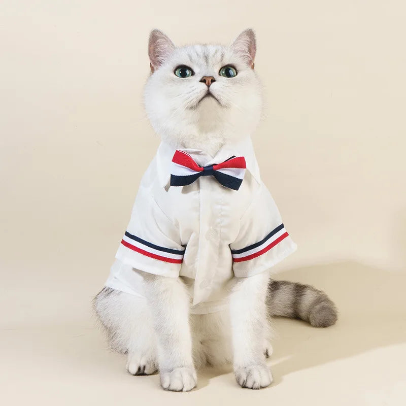 Bow Tie Pet Shirt – Stylish Summer Suit for Small & Medium Dogs and Cats (XS-XL)