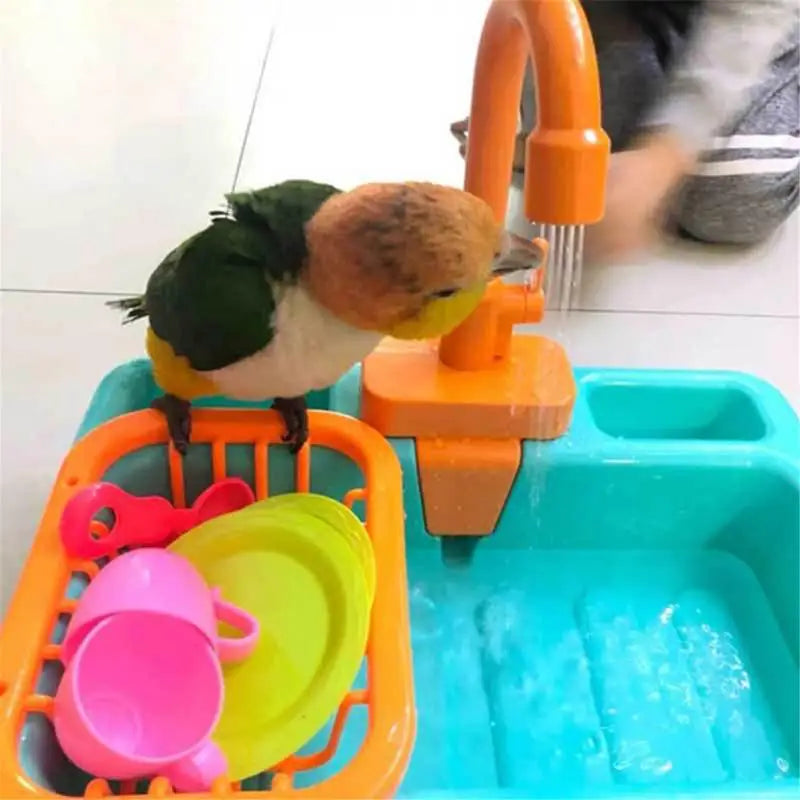 Automatic Bird Bath Tub with Faucet – Parrot & Canary Shower for Small Pets