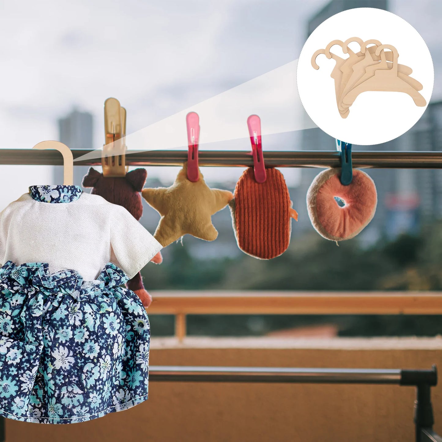 10pcs Mini Pet Clothes Hangers – Wooden Hangers for Small Dog, Cat, and Puppy Clothing